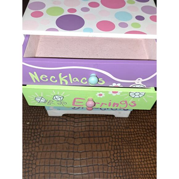 Kohl’s 4 Drawer Jewelry Box - Necklace Ring Earring Bracelet - Polka Dot - Picture 3 of 8